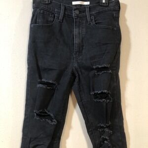 Levi's  Jeans Womens 26 Black Mile High Super Skinny Ankle Stretch Distressed